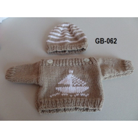 Broek zandkleur en marine